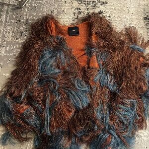 Zara Textured Brown and Blue Sweater